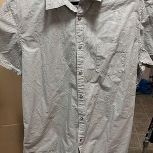 Calvin Klein Grey Striped Short Sleeve Shirt: 100% Cotton